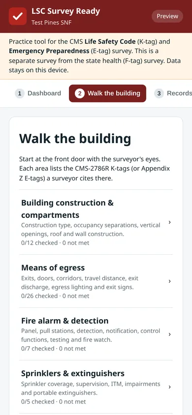 Building walk areas checklist